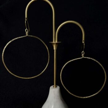 Hoop Earrings – 70mm Bold Brass Circles with Hammered Texture