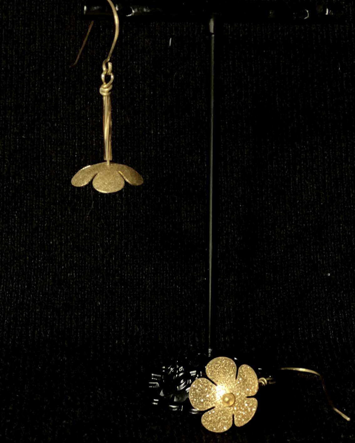 Botanic Form Brass Earrings – Cherry blossom