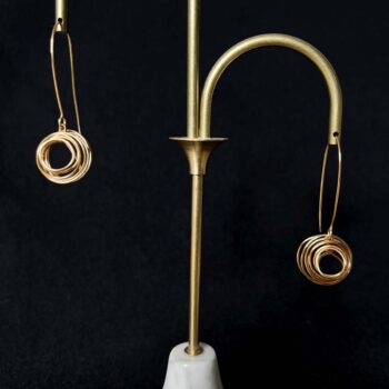 Minimalist Modern Brass Wire Earrings – Geometric Form No. 1