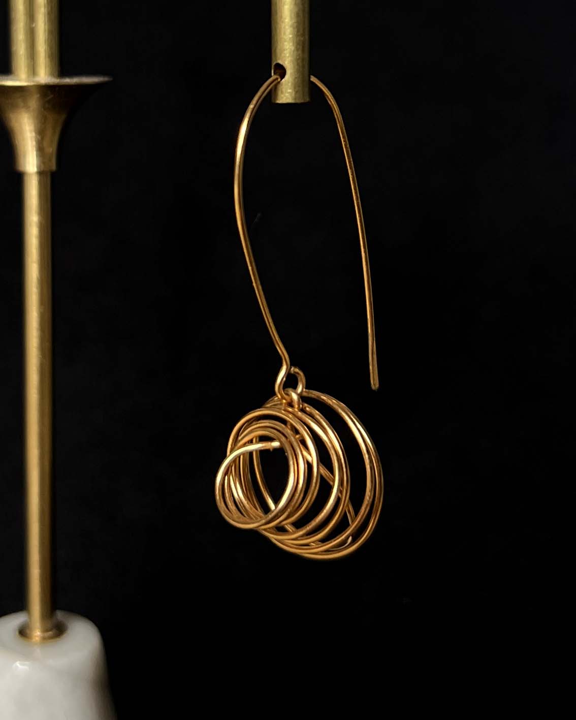 Minimalist Modern Brass Wire Earrings – Geometric Form No. 1 - Image 2