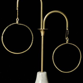 Hoop Earrings – 50mm Bold Brass Circles with Hammered Texture