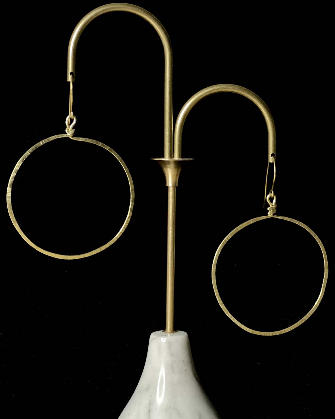 Hoop Earrings – 50mm Bold Brass Circles with Hammered Texture