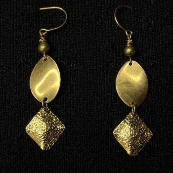 Botanic Form Brass Earrings – Leaf & Pod
