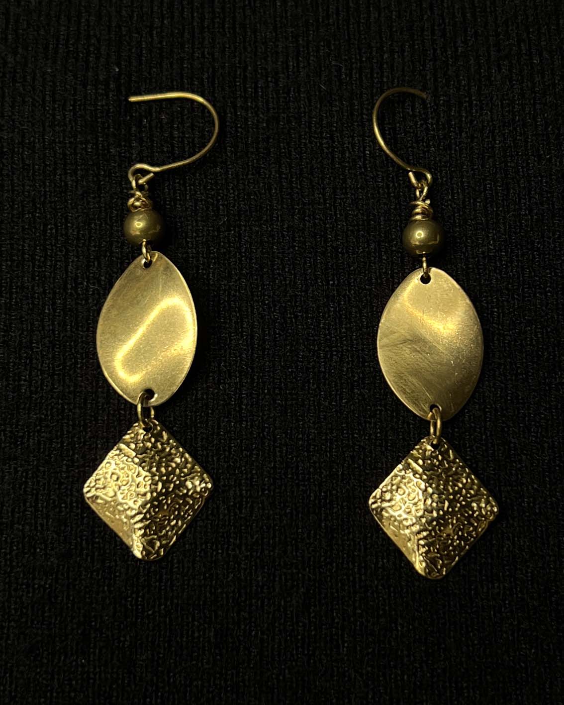 Botanic Form Brass Earrings – Leaf & Pod